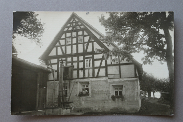 Ansichtskarte Foto AK Ponitz 1928 Bauernhaus Fachwerk Ortsansicht Architektur Thüringen